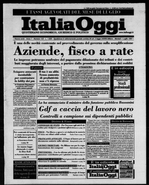 Italia oggi : quotidiano di economia finanza e politica